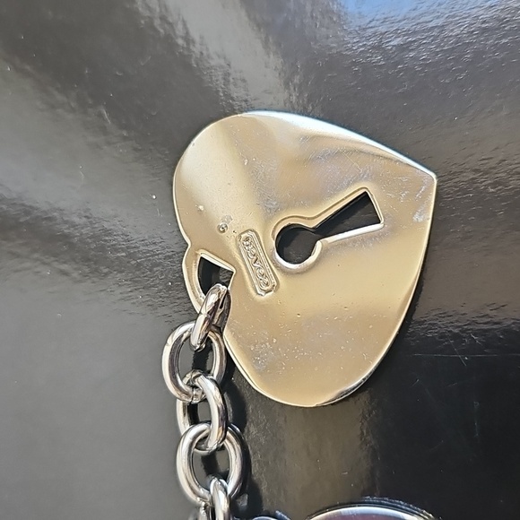 Coach Silver Heart and Key Charm Keychain EUC - Picture 4 of 5